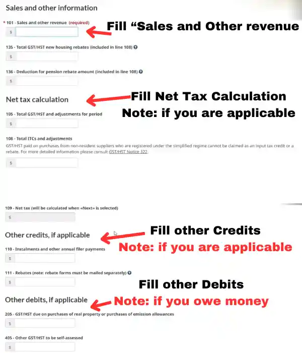 GST/HST Netfile step-2