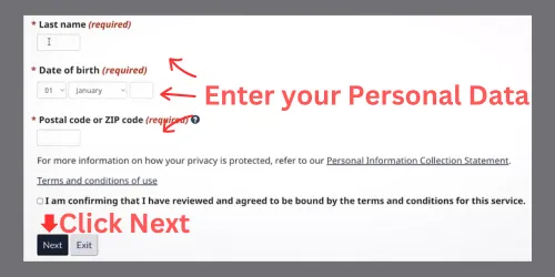 Enter Personal Data