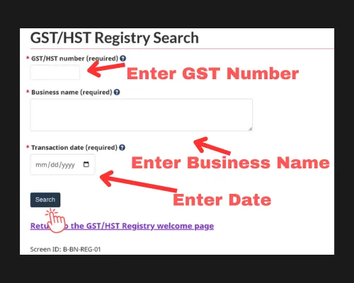 GST/HST Number Lookup Process