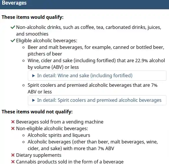 beverages no gst tax list