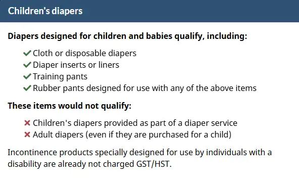 diapers gst tax free list